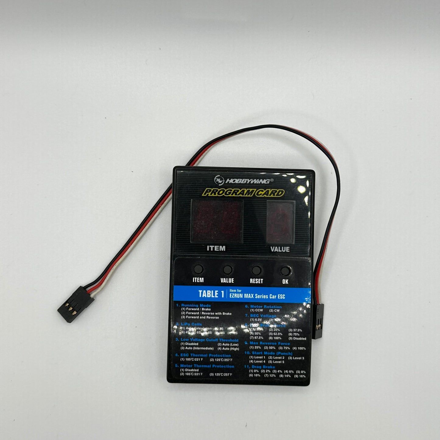 USED Hobbywing Program Card