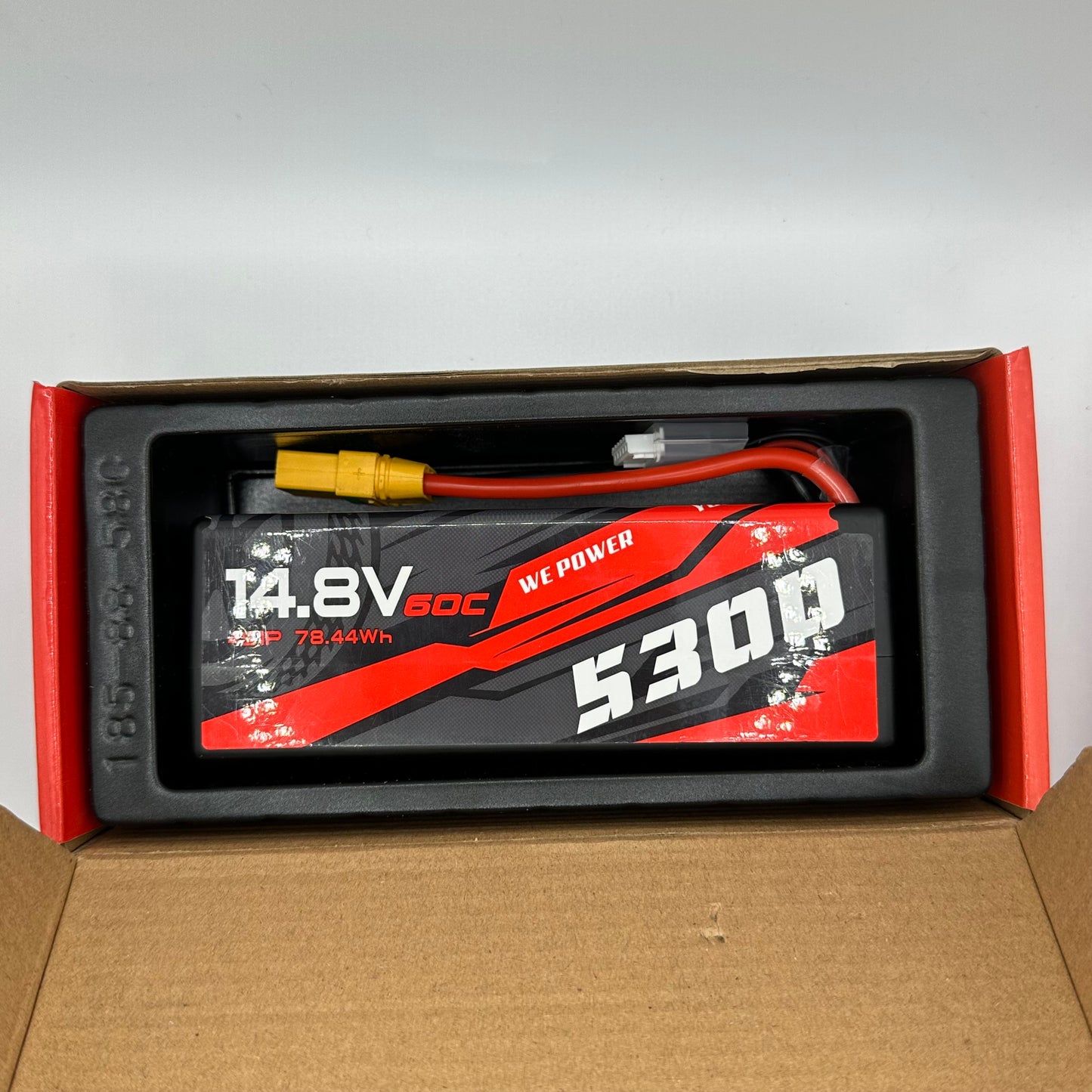 NEW OPEN BOX - Gens Ace 5300mAh 4s 60C 14.8V HardCase Lipo Battery XT90 for RC Cars + RC Trucks