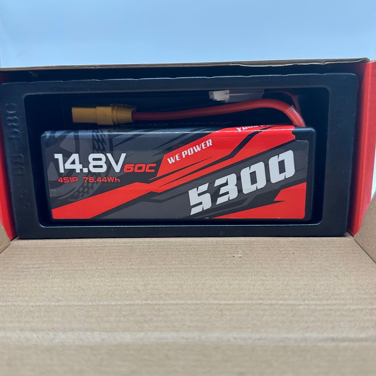 NEW OPEN BOX - Gens Ace 5300mAh 4s 60C 14.8V HardCase Lipo Battery XT90 for RC Cars + RC Trucks
