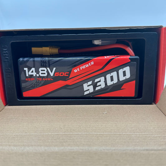 NEW OPEN BOX - Gens Ace 5300mAh 4s 60C 14.8V HardCase Lipo Battery XT90 for RC Cars + RC Trucks